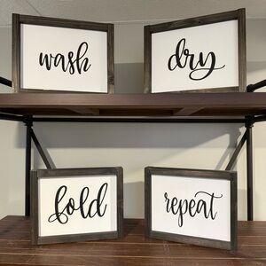Farmhouse Laundry Wooden Decor Wash Dry Fold Repeat